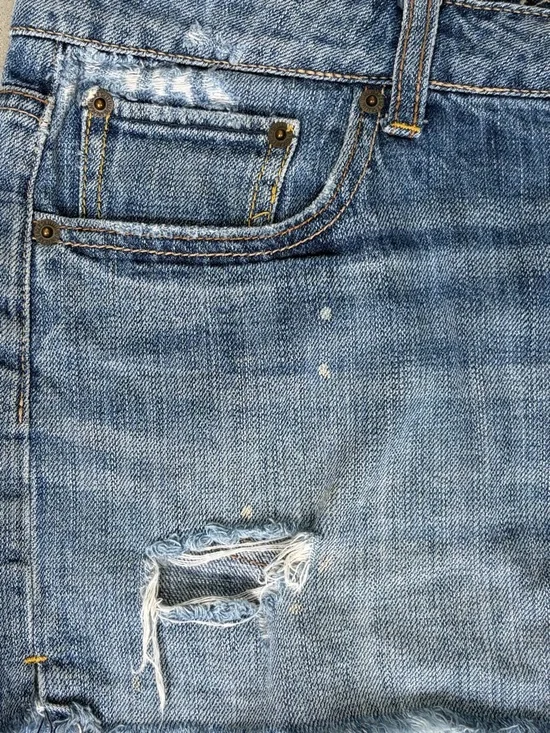 American Eagle Outfitters Distressed Denim Mini Skirt - Blue Wash - Size 12 - Picture 2 of 10